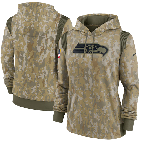 Women's Seattle Seahawks 2021 Camo Salute To Service Therma Performance Pullover Hoodie(Run Small) Women's Seattle Seahawks 2021 Camo Salute To Service Therma Performance Pullover Hoodie(Run Small)